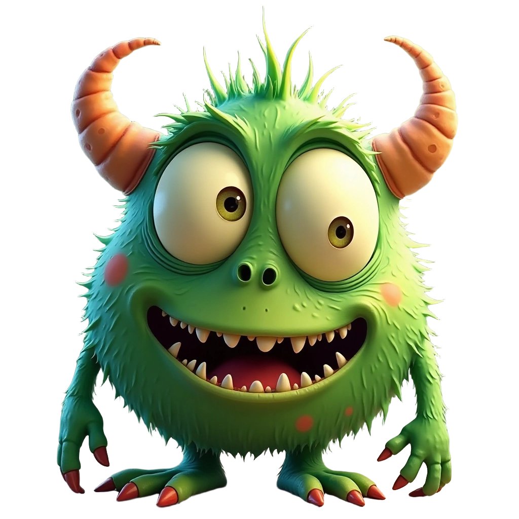 Green Monster with Horns